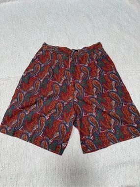 Vintage 1990s GAP Paisley Pleated High Waisted Shorts Size 13-14 100% Cotton